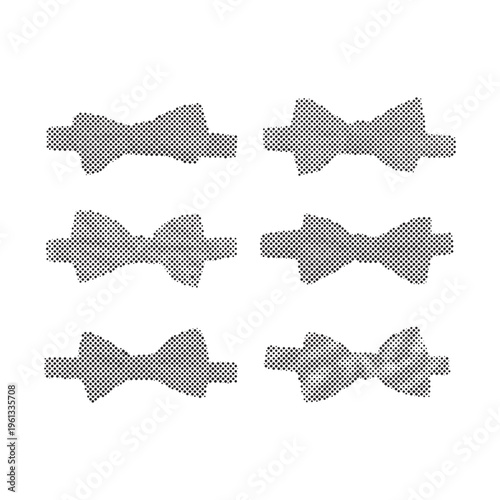 Formal Bow Tie Collection Vector Illustration in Halftone Dotted Style