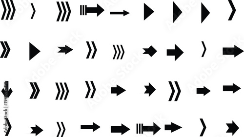 Various black arrow icons arranged in multiple rows indicating different directions and user interface commands