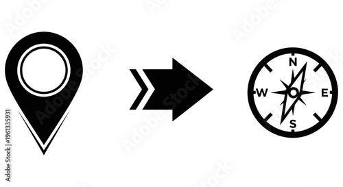 Location pin pointing to compass navigation