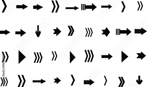 Various black arrow shapes providing clear directional guidance displayed across a clean white surface