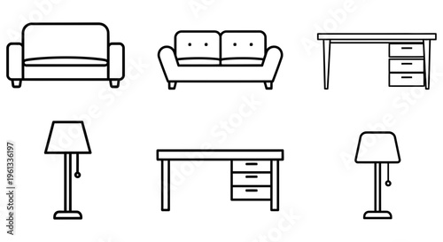 Minimalist furniture line drawings for interior design and home decor inspiration