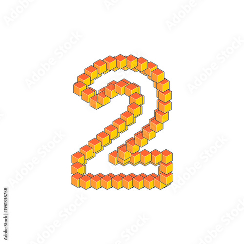 3D Cubic Numbers 2 with bright colors