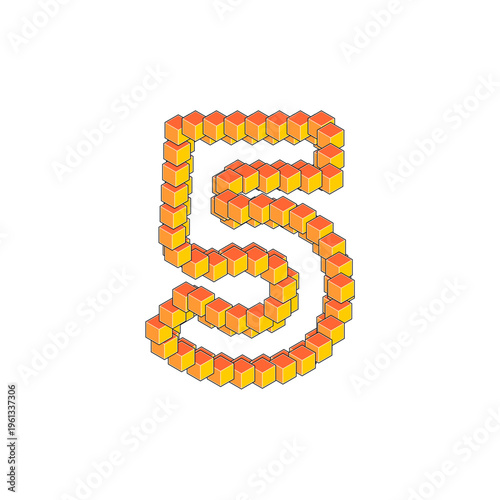 3D Cubic Numbers 5 with bright colors