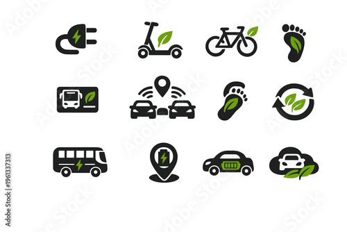 Icon simple battery walking location generation vector image electric transportation sustainable commuting