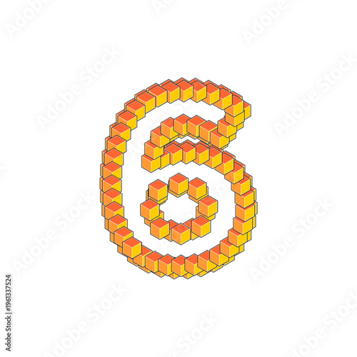 3D Cubic Numbers 6 with bright colors