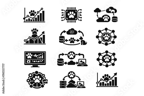 Processing predictive vector icon symbol system generation behavior data image arrows icons