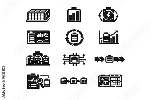 Icons structure vehicle image analytics simple battery capacity arrows vector icon energy