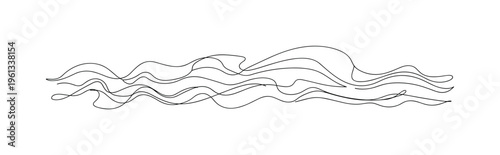 Smoke Drift Motion. Minimalistic one-line drawing soft drifting smoke waves forming abstract atmospheric pattern, continuous single black line on white