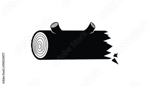 Silhouette of a tree stump with two protrusions and a circular pattern