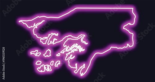 Guinea bissau map outline neon glow country africa