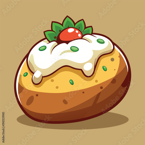 loaded baked potato with sour cream cartoon