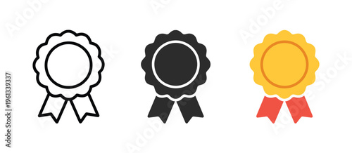Award Medal Icons Collection Winning Prize Badge with Ribbon Vector Pack