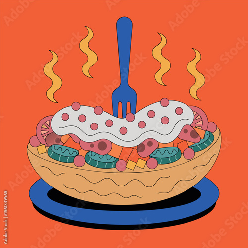 loaded baked potato with sour cream cartoon