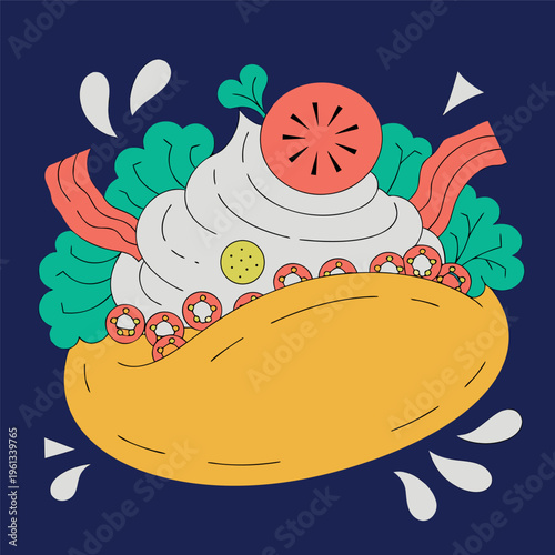 loaded baked potato with sour cream cartoon