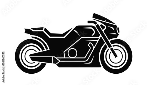 Silhouette of a futuristic motorcycle with sleek design and sharp lines
