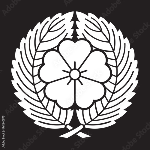 日本の伝統的な家紋の植物紋「桜紋」のイラストベクターデータ