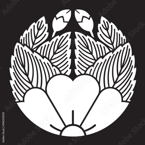 日本の伝統的な家紋の植物紋「桜紋」のイラストベクターデータ