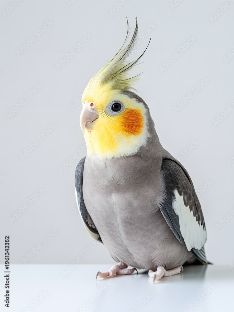 Obraz premium Cockatiel bird with crest and colorful facial markings