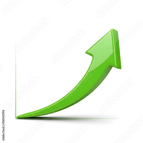 Green Growth Chart Arrow Business Success Statistics 3D Cartoon Illustration