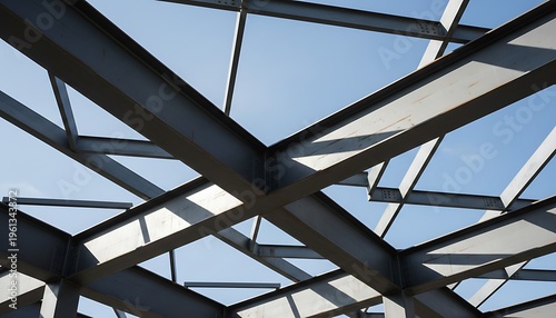 Modern Architecture with Intersecting Steel Structures and Geometric Design