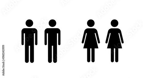 Simple black and white icons depicting two men and two women