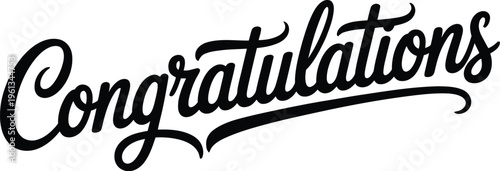 Congratulations Hand Lettering in Black Script  calligraphy handwritten