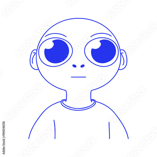 Cartoon Alien Teen Character Doodle Illustration