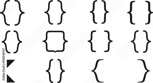 Brackets and Symbols Icon Set Featuring Curly, Square, and Angular Brackets for Graphic and Design Projects