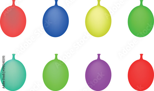 Colorful Water Balloons Set – Vibrant Party Balloon Collection Isolated on White Background