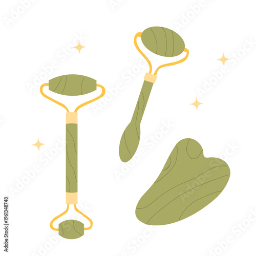 Vector illustration of a set of cosmetics, makeup, and skincare products. Beauty salon and home care concept.