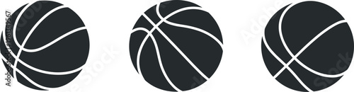 Three basketballs with different seam patterns displayed side by side