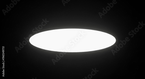 Bright White Oval Spotlight Illuminating a Dark Black Background, Mysterious and Dramatic