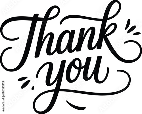 Elegant handwritten calligraphy phrase Thank you 