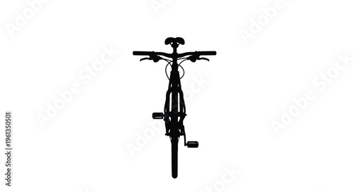 Front view of a mountain bike sharply defined in black silhouette