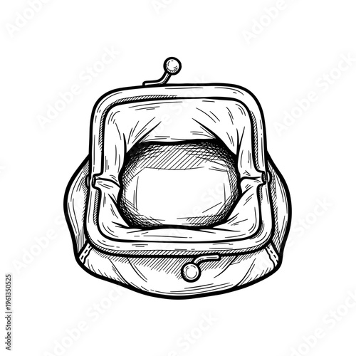 Poverty concept empty wallet with no money financial crisis economic hardship sketch vector illustration