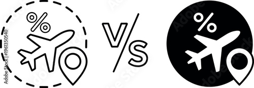 Comparison of percentage icons with and without location markers