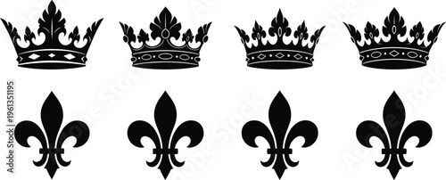 Foto Royal crowns and fleur de lis symbols