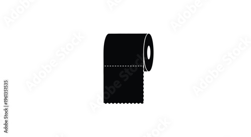 Simple black roll of toilet paper against a white background silhouette