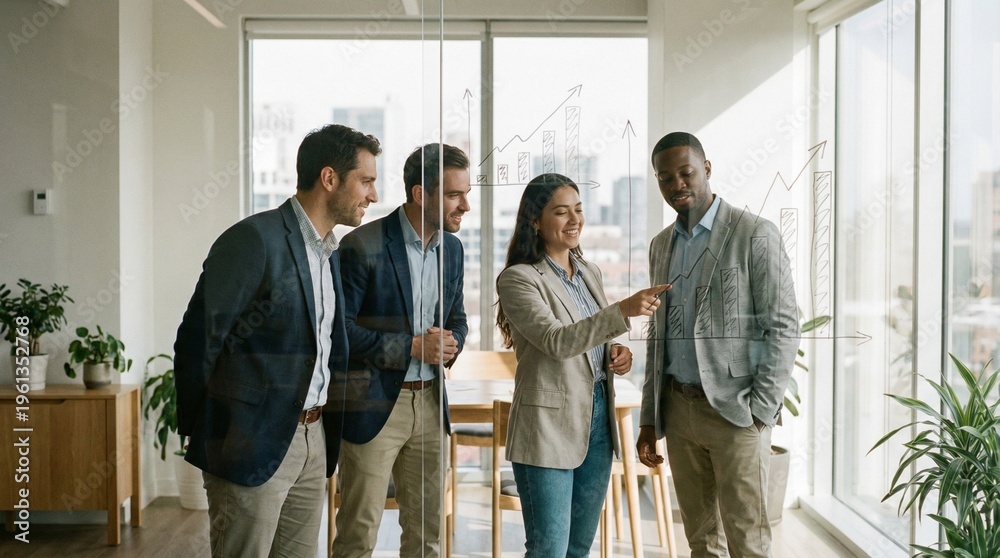 Fototapeta premium Diverse business team discussing documents.