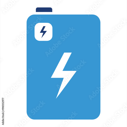 Large rectangular battery with a prominent white lightning graphic indicates high capacity for electrical storage.