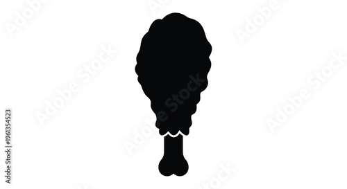 A dark solid silhouette of a fried chicken leg with bone silhouette