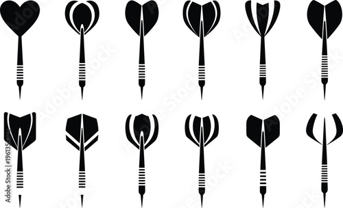 Black and white dart tips with various tail darts dart tails