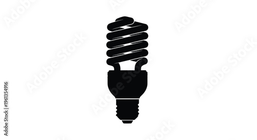 A black silhouette of a compact fluorescent light bulb