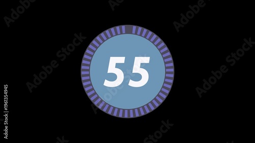 60 Seconds Circular Progress Countdown Ring, Simple Loop Timer Animation, Clean Clock Countdown Motion Graphics