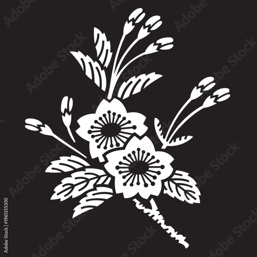 日本の伝統的な家紋「桜紋」のイラストベクターデータ