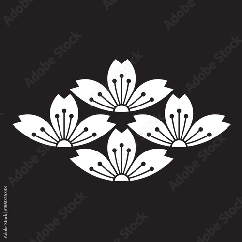 日本の伝統的な家紋「桜紋」のイラストベクターデータ