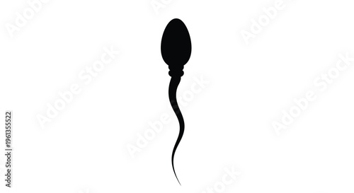 Simple black sperm cell illustration against a white background silhouette