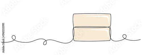 Stacked soap bars resting on white background in minimal line drawing. no editable strokes