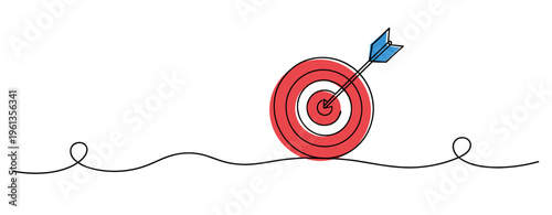 Target pierced by arrow resting on wavy line background. no editable strokes