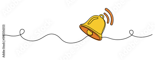 Bell ringing on continuous line with motion lines. no editable strokes